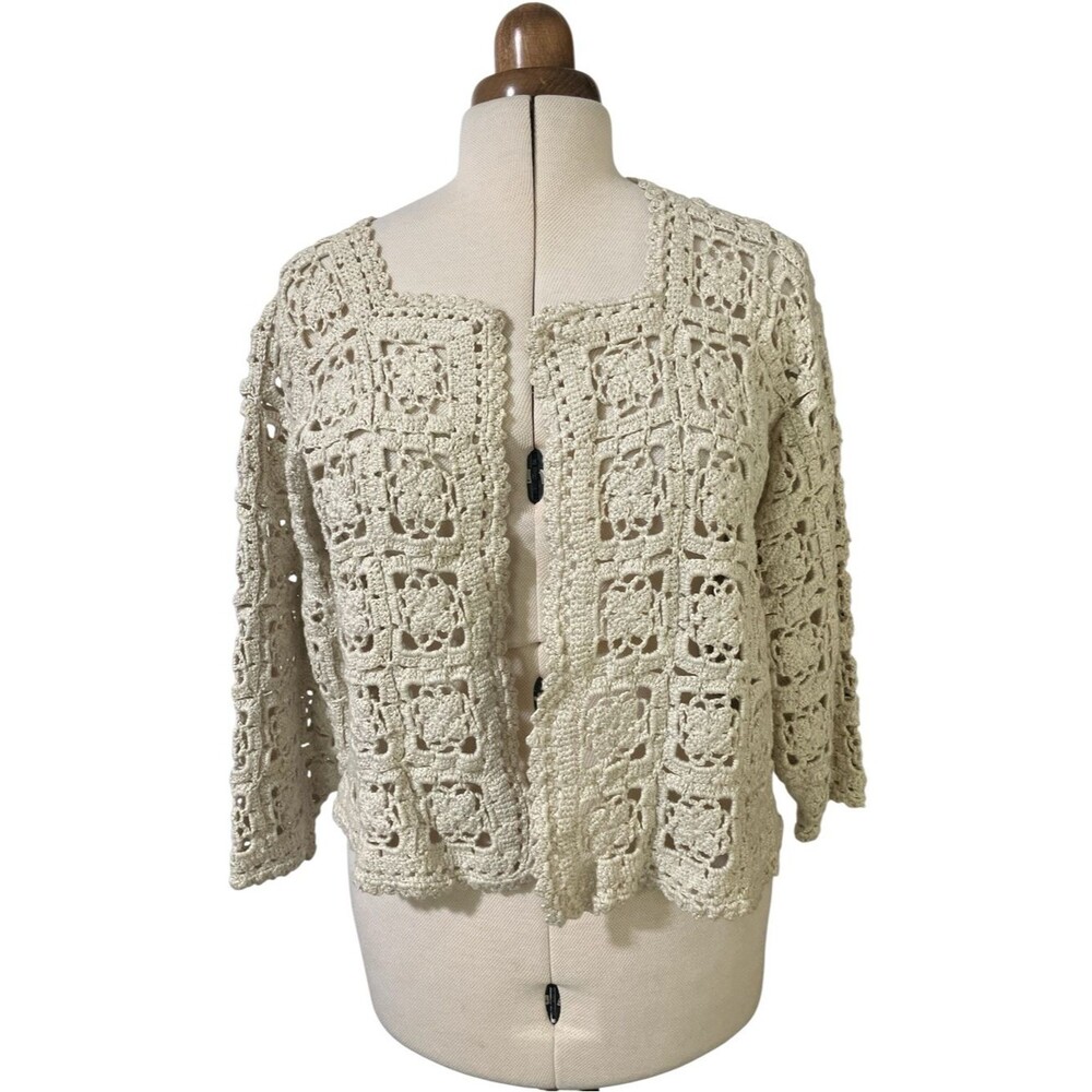 Vintage Handmade Crocheted Sweater Size L / XL Retro Cottagecore Fall Grannycore